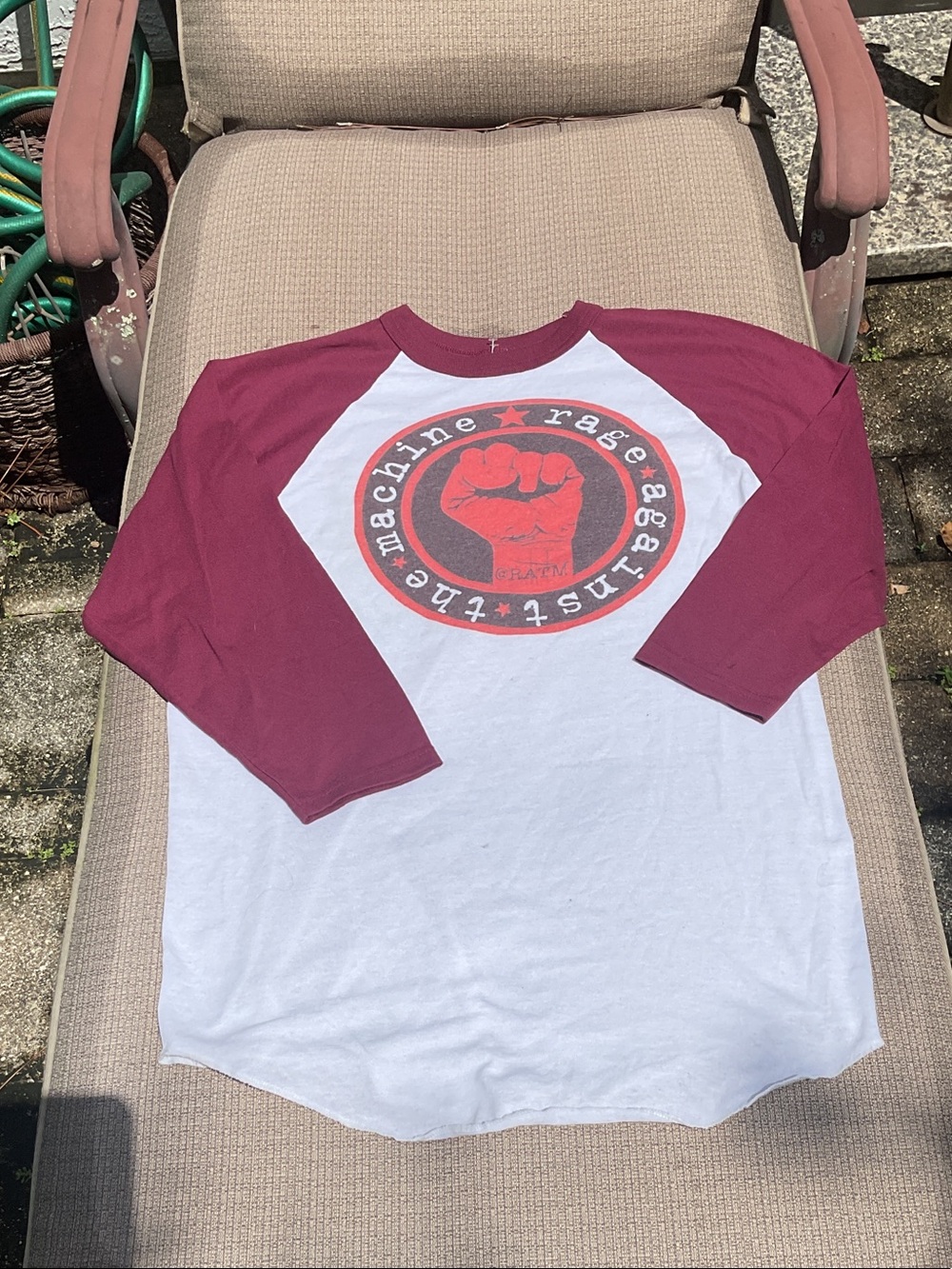 Augusta Sportswear White & Maroon Raglan Baseball Tee, Rage Against The Machine